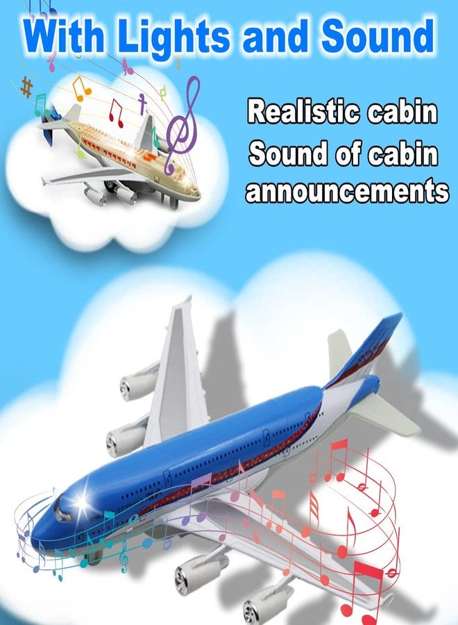 Crelloci Airplane Toys, Bump and Go Action, Pull Back Die Cast Model Plane with Lights & Sounds, 3D Anatomy View, Aircraft Vehicles Gift for Kids Toddler Boys Ages 3+(Blue) - Image 2